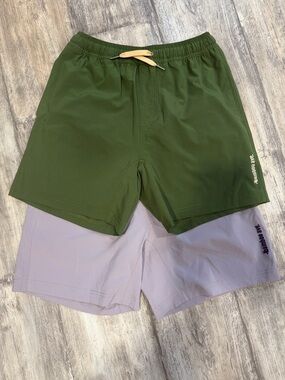 Bamboo Ave - Men’s lined shorts - Sz Small -Lot of 2 - Green and Purple